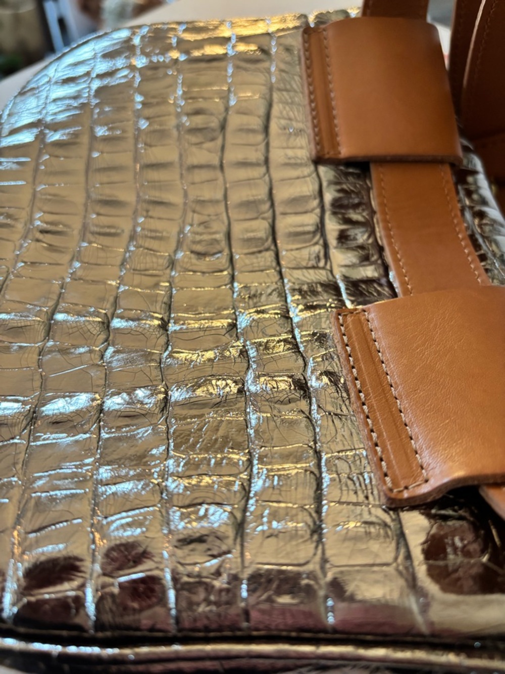 Clare V Silver Fanny Pack - Croc Embossed Leather - EUC - Picture 13 of 16